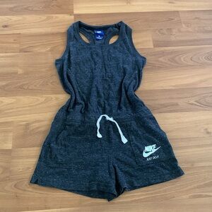 Nike Organic Cotton Racerback Tank Romper Jumpsuit Heather Charcoal Grey Girls L